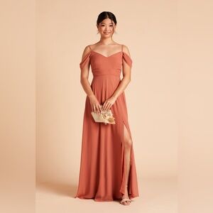 BIRDY GREY Elegant Terracotta Off-Shoulder Dress
